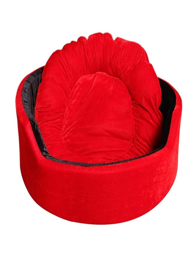 Fluffy's Velvet Round Dual Reversible Dog Cat Pet Bed, Small, Multi-Coloured (RED, S) - Image 3